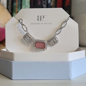 BP Silver Necklace with Pink Gemstone